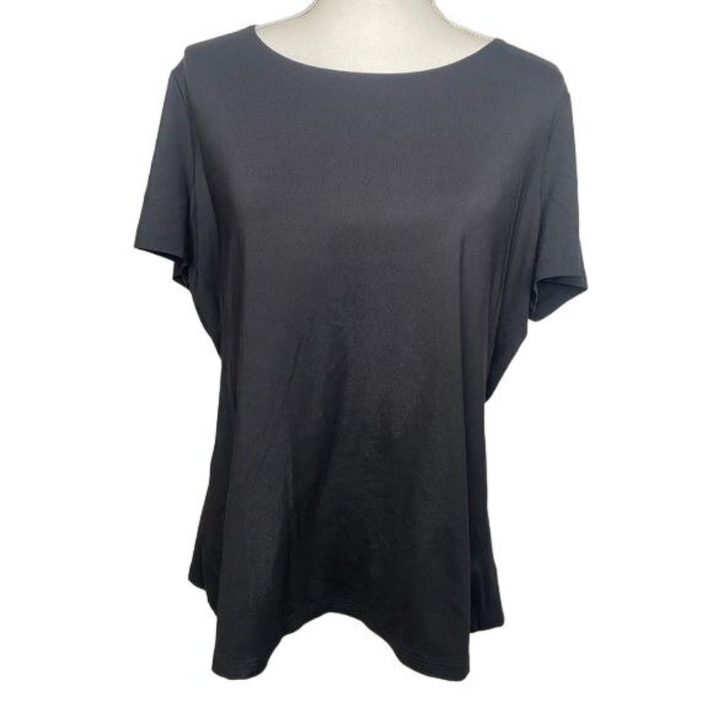 East 5th Ave women's short sleeve blouse tip round neck size XL